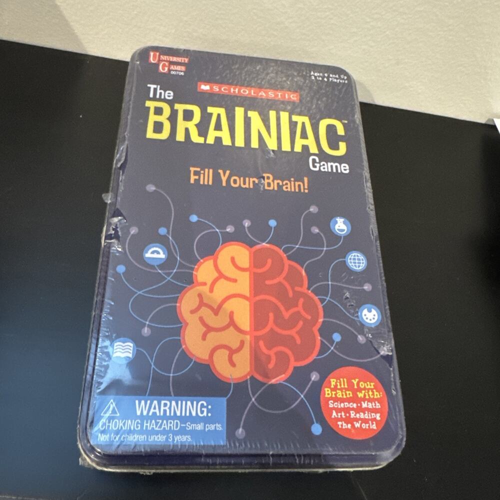 NEW SCHOLASTIC THE BRAINIAC GAME in Metal tin
